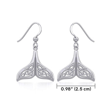 Celtic Knotwork Whale Tail Silver Earrings TER1936 - Jewelry